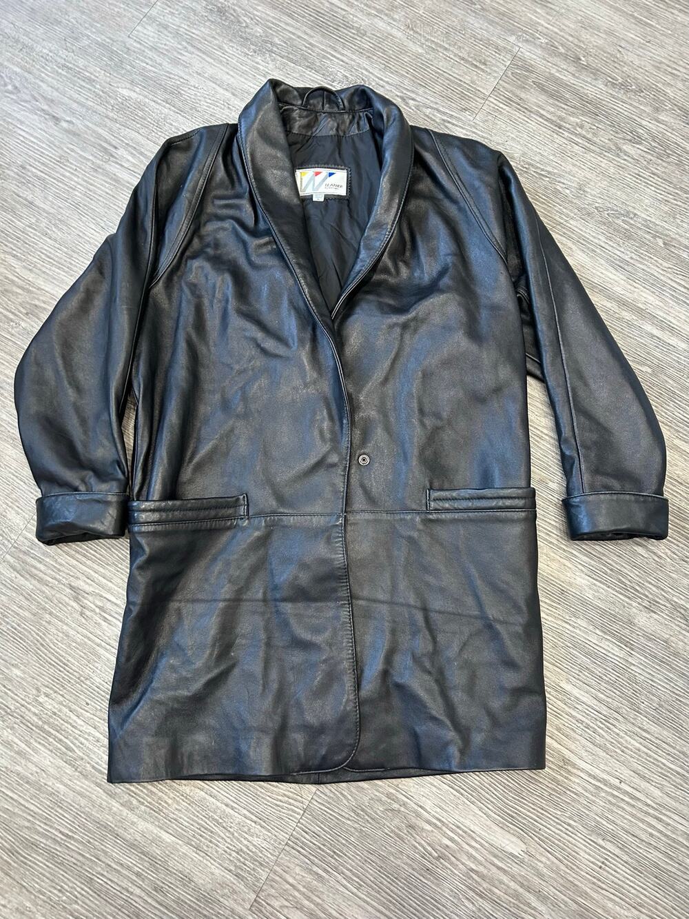 Vintage 80s 90s Wilsons Leather Jacket Womens Small Black Trench Car Coat Matrix